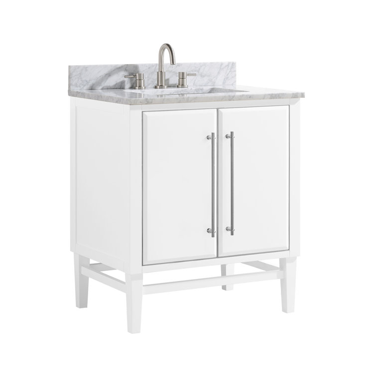 Mason 31'' White Solid Wood Vanity with Marble Top