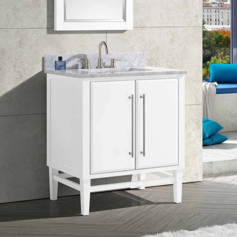 Mason 31'' White Solid Wood Vanity with Marble Top