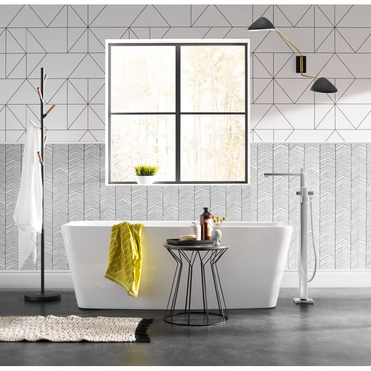 Modern Chrome Floor-Mounted Tub Filler with Handshower