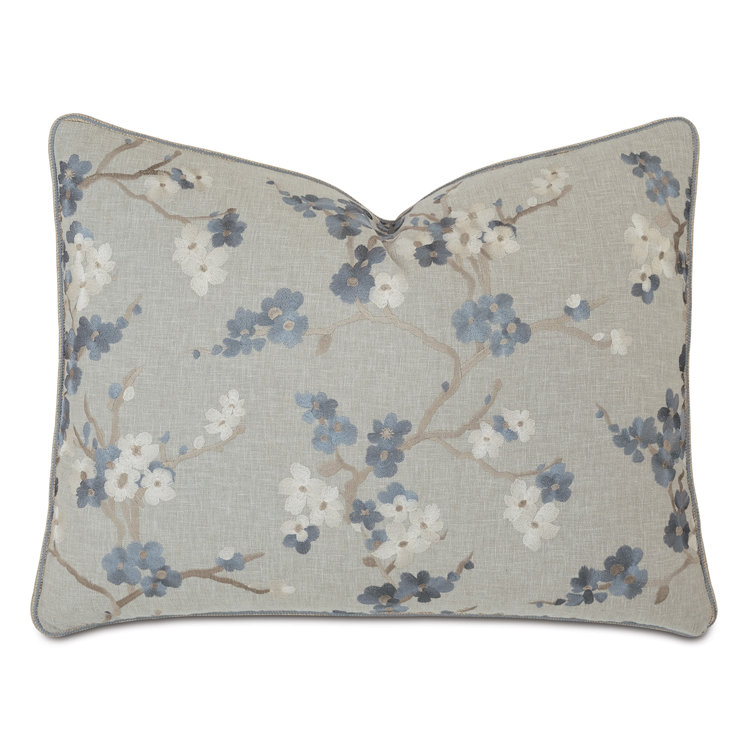 Heather Grey Embroidered Floral Standard Sham