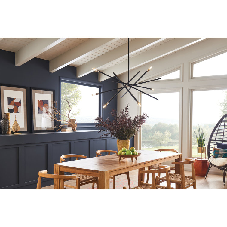 Mini Sputnik 6-Light Chandelier in Satin Black with Articulating Arms