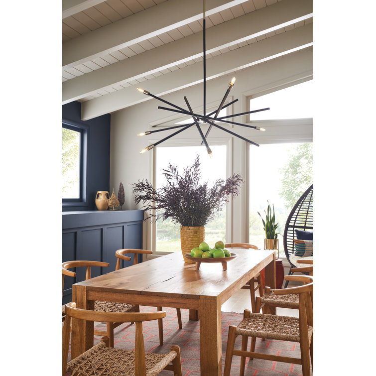 Mini Sputnik 6-Light Chandelier in Satin Black with Articulating Arms