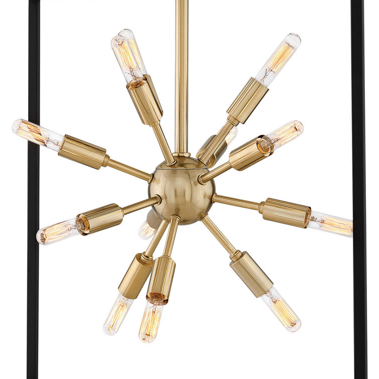 Aros Modern 12-Light Black and Polished Nickel Sputnik Chandelier