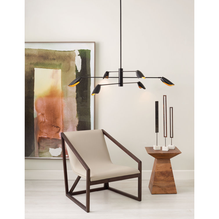 Bowery Black Sputnik 6-Light LED Chandelier, 50"Dia