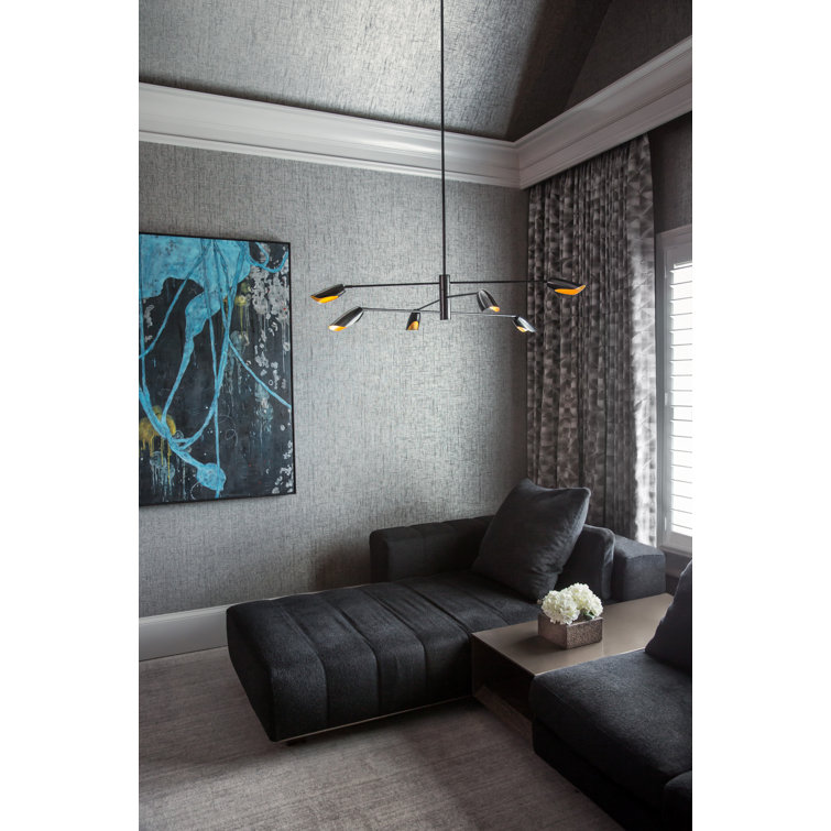 Bowery Black Sputnik 6-Light LED Chandelier, 50"Dia