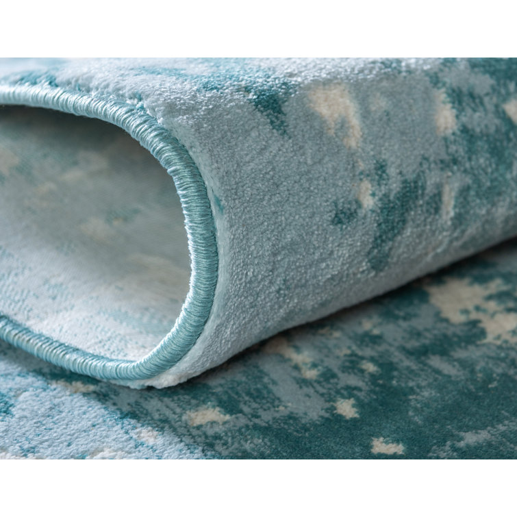 Turquoise Bliss Hand-Knotted Wool & Synthetic 4' x 6' Rug