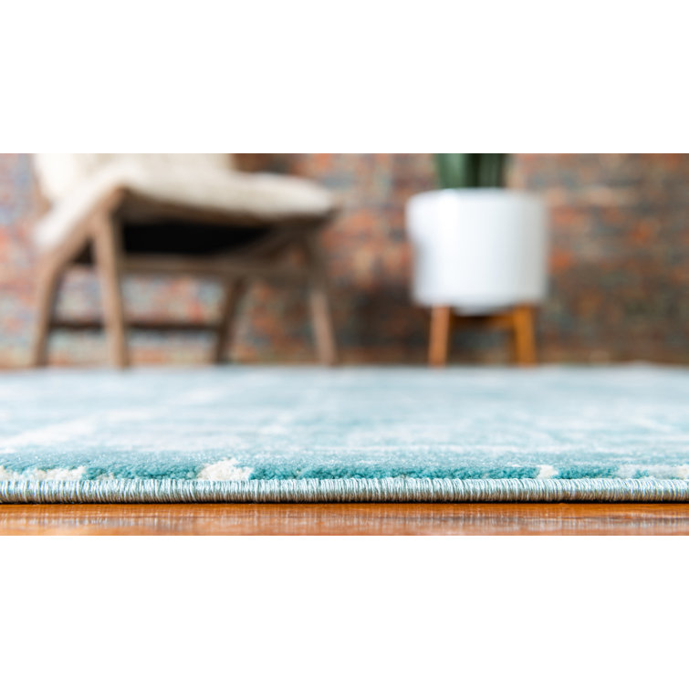 Turquoise Bliss Hand-Knotted Wool & Synthetic 4' x 6' Rug