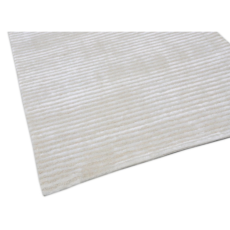 Beige Tufted Wool and Silk Rectangular Area Rug