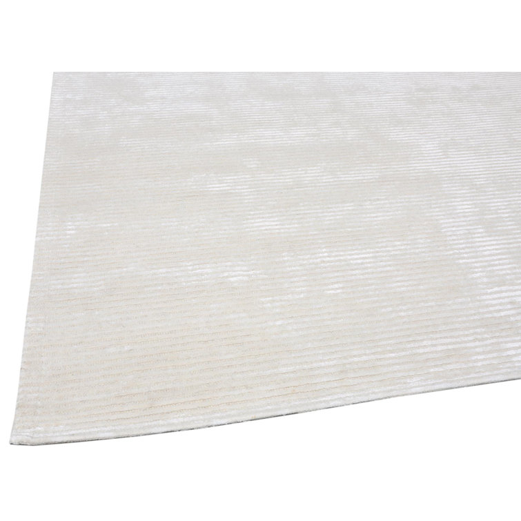 Beige Tufted Wool and Silk Rectangular Area Rug