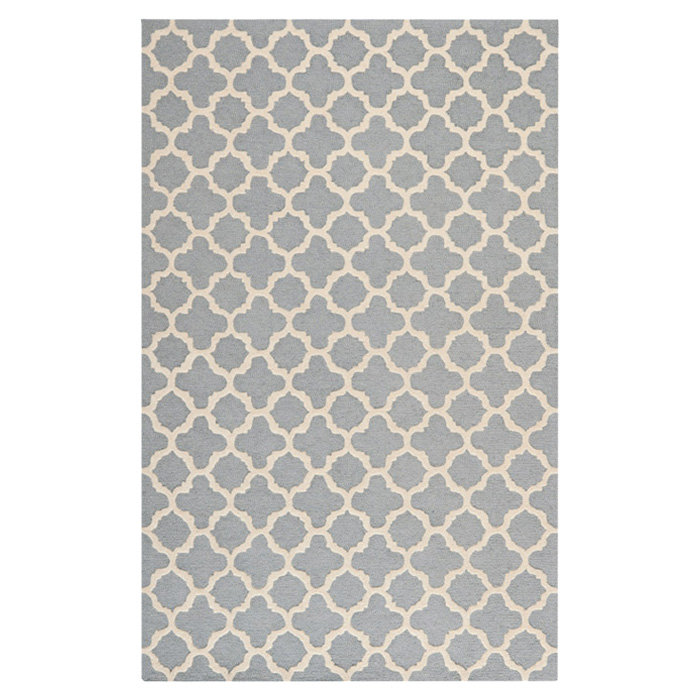 Silver/Ivory Geometric Hand-Tufted Wool Area Rug 30" x 7"