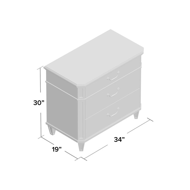 Beige Transitional 3-Drawer Nightstand with Nickel Pulls