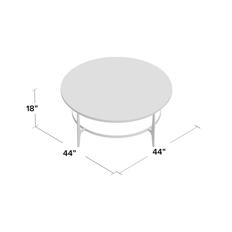 Round White Faux Marble Coffee Table with Black Steel Base