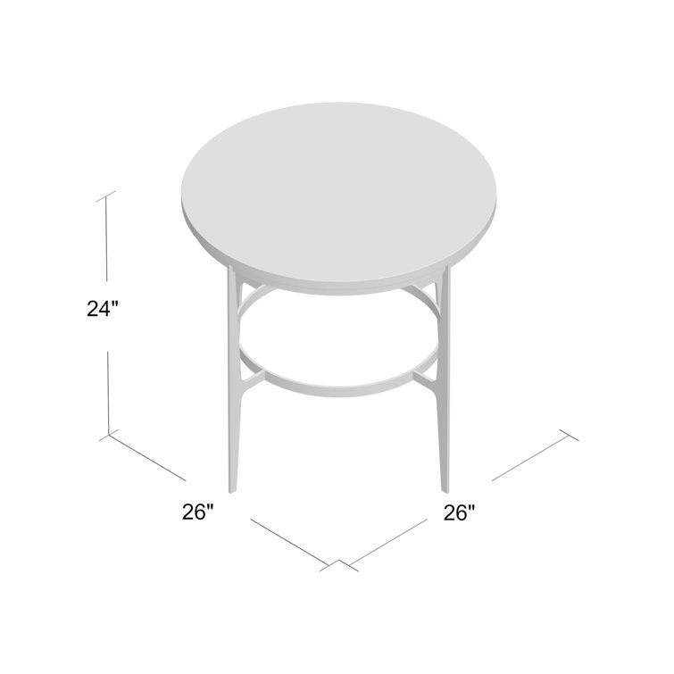 Transitional Round Black & White Stone Metal Occasional Table