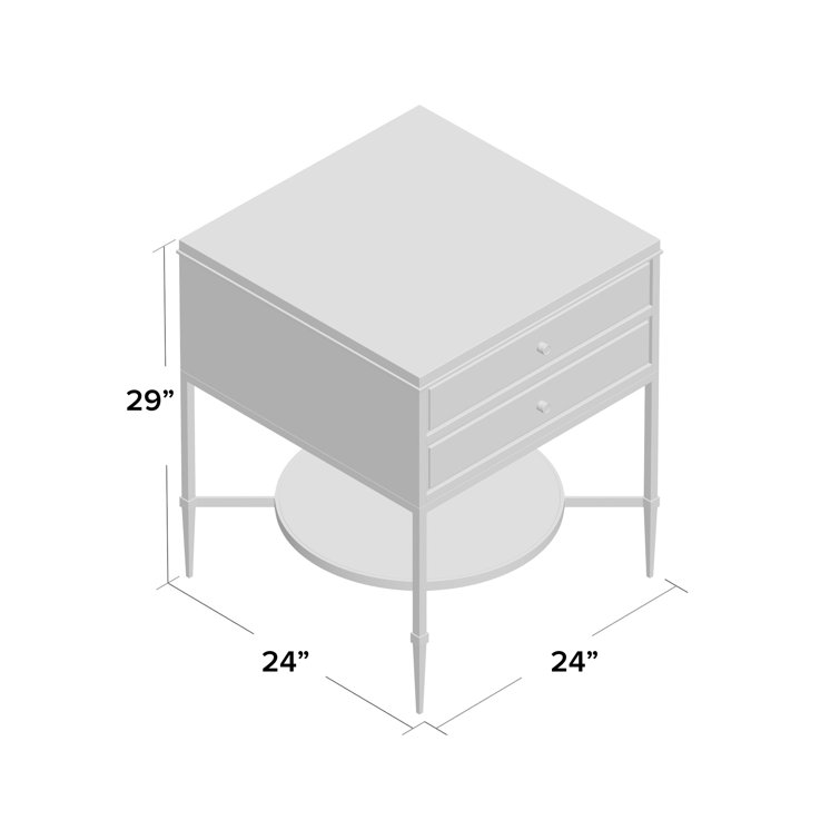 Clarendon Gold Brown 2-Drawer Nightstand with Glass Shelf