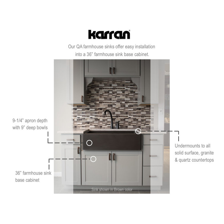 Concrete Quartz Composite Farmhouse Apron Front Double Bowl Kitchen Sink