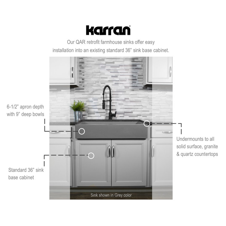 34'' Matte White Quartz Farmhouse Single Bowl Kitchen Sink