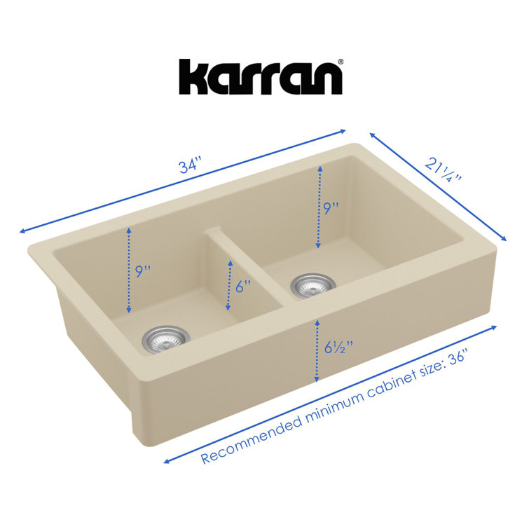 Bisque Quartz Composite Double Bowl Farmhouse Kitchen Sink
