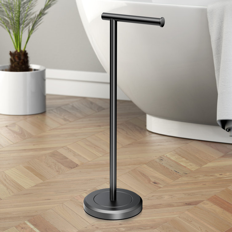 Latitude Matte Black Freestanding Toilet Paper Holder with Weighted Base