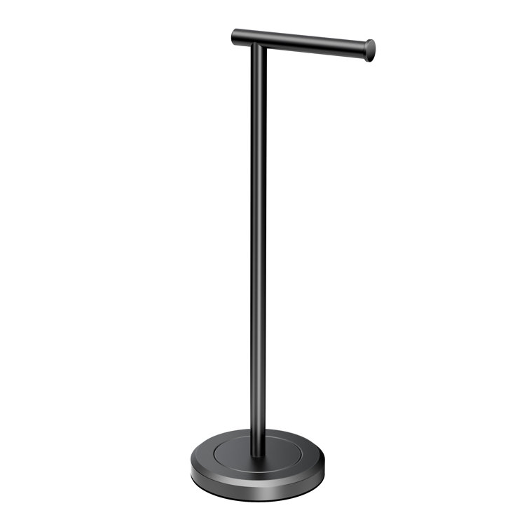 Latitude Matte Black Freestanding Toilet Paper Holder with Weighted Base
