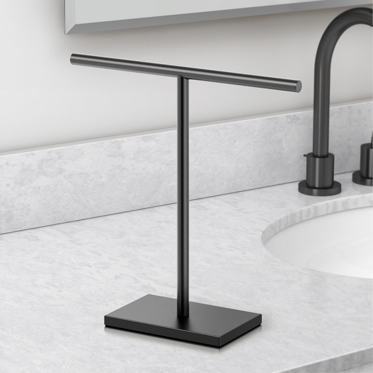 Matte Black Freestanding Countertop Hand Towel Holder with Weighted Base