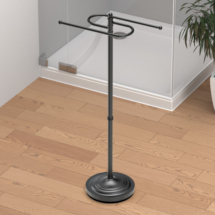 Matte Black Metal 38" Floor Standing S-Style Towel Holder