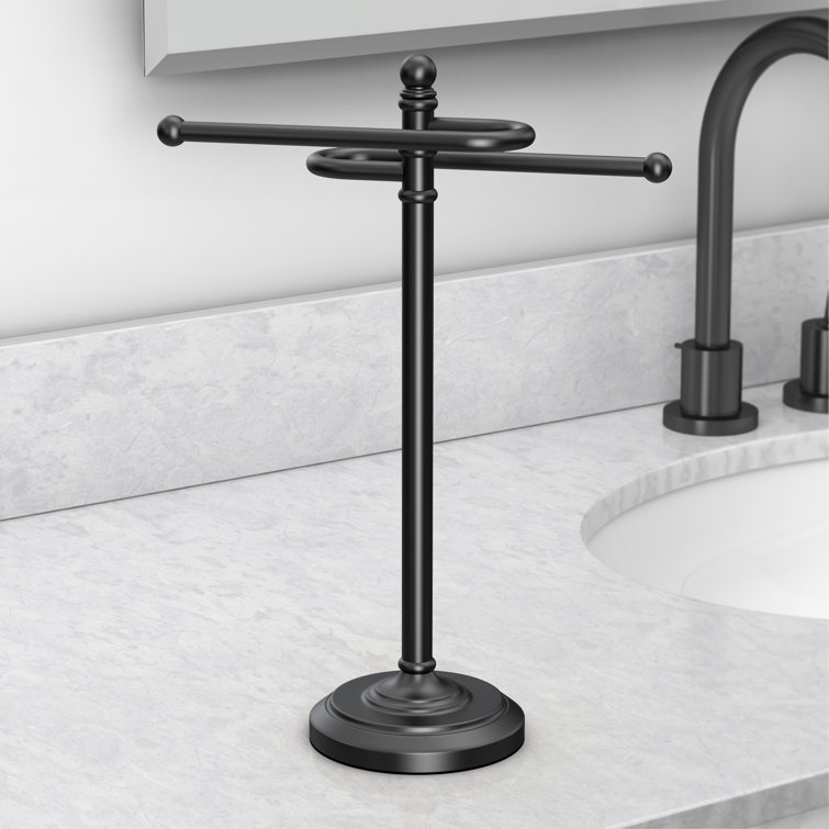 Matte Black S-Style Hand Towel Holder with Circular Base