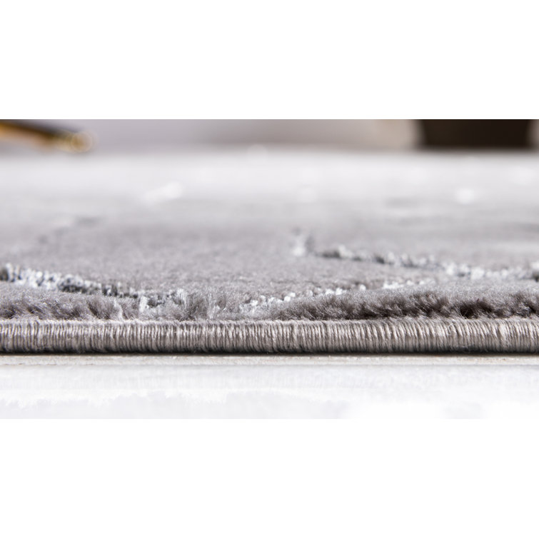 Gray Oval 8' x 10' Synthetic Trellis Area Rug