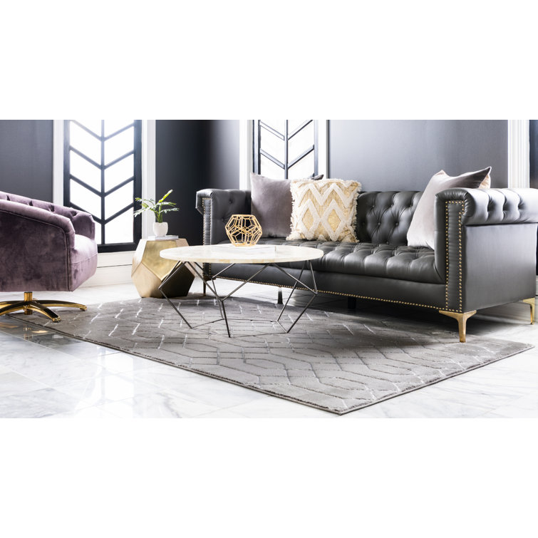 Regency Era Glam 4' x 6' Gray Silver Synthetic Trellis Rug