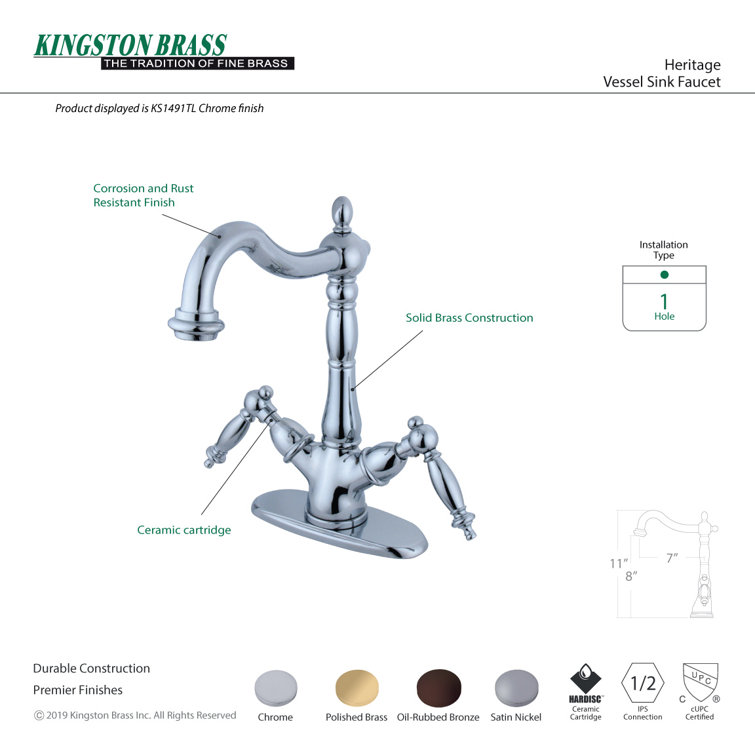 Heritage Brushed Nickel Vessel Sink Faucet with Traditional Glamour