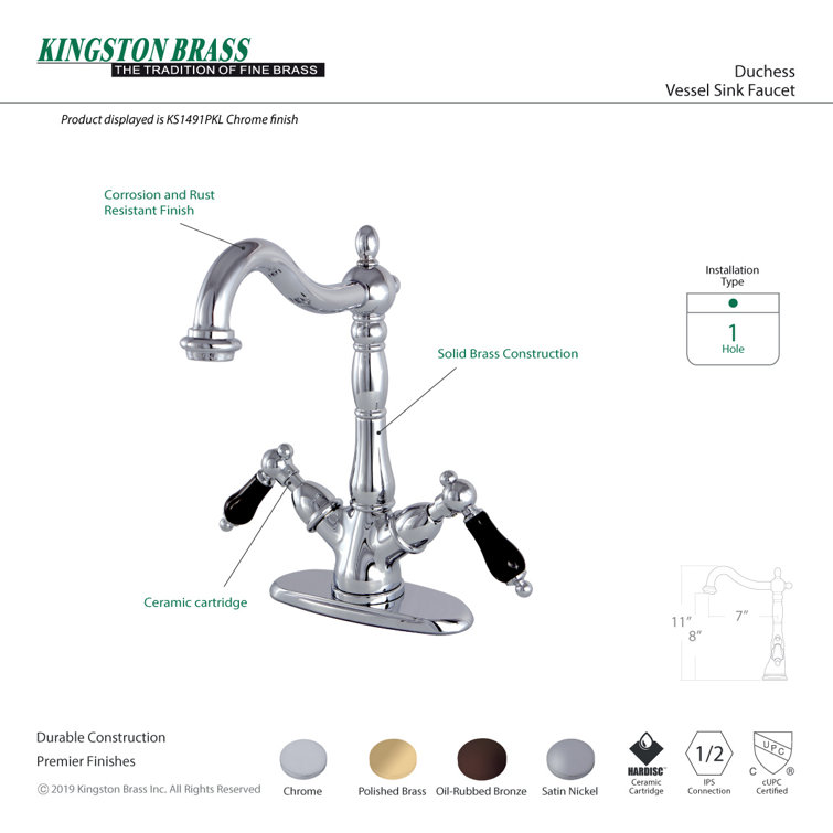 Elegant Duchess Polished Chrome Vessel Sink Faucet