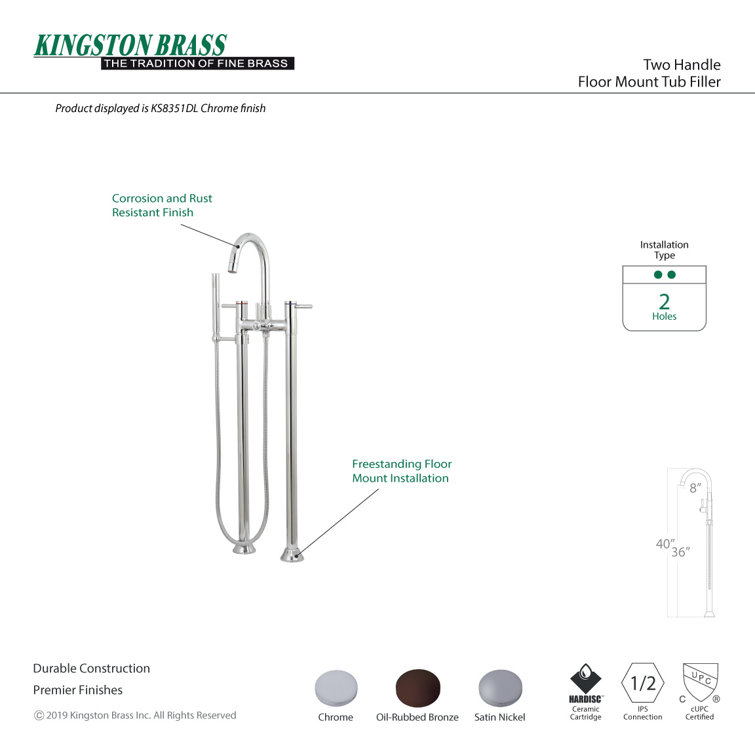 Satin Nickel Freestanding Tub Faucet with Hand Shower