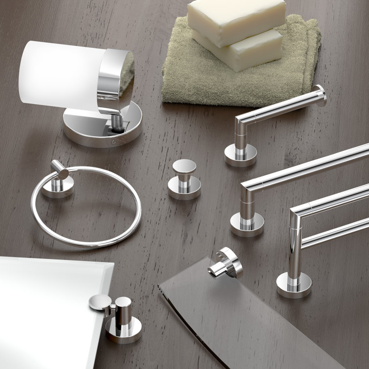 Polished Chrome 24" Wall Mounted Towel Rack with Bar