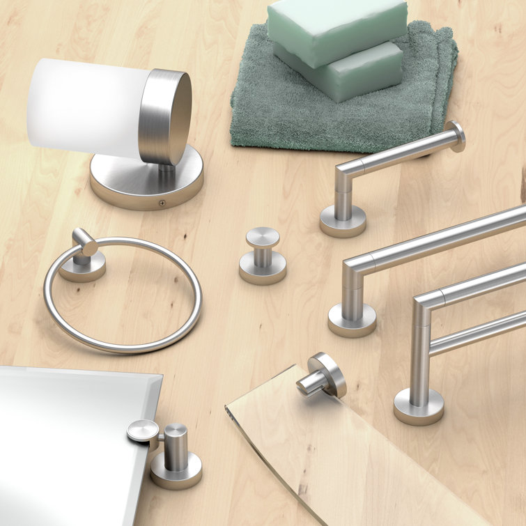 Satin Nickel Wall Mounted 25.75" Towel Rack with Bar