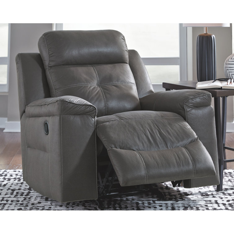 Dark Gray Faux Leather Contemporary Recliner