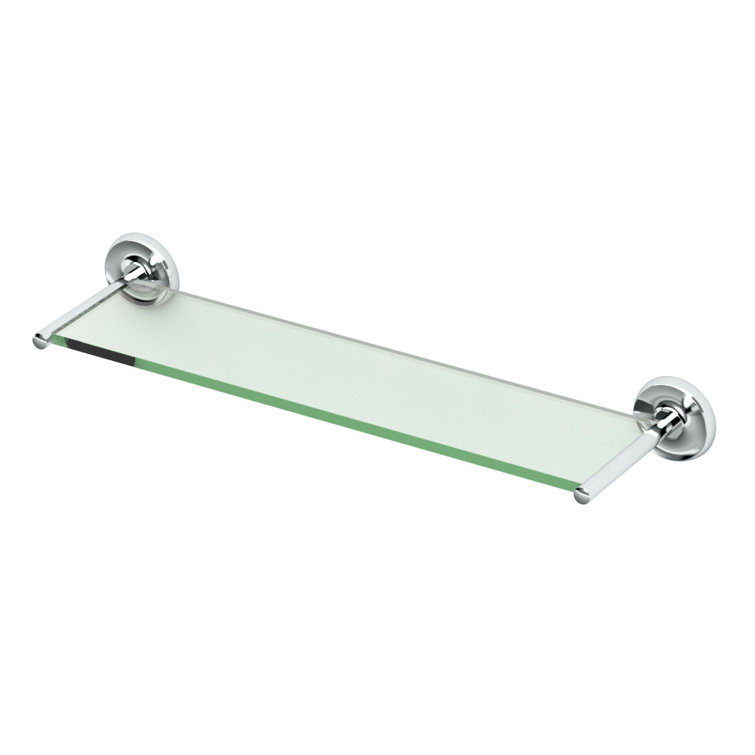 Floating Black 21" Tempered Glass Wall Shelf in Polished Chrome