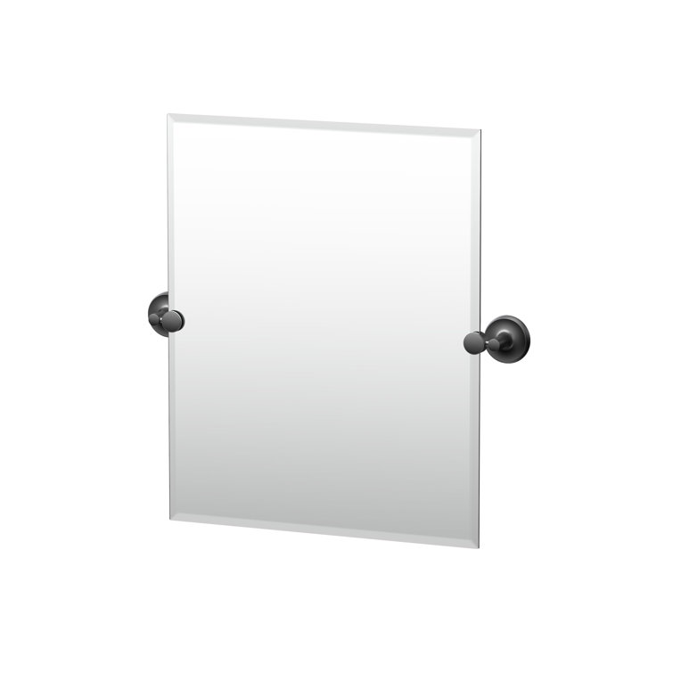 24" x 24.5" Matte Black Frameless Rectangular Vanity Mirror