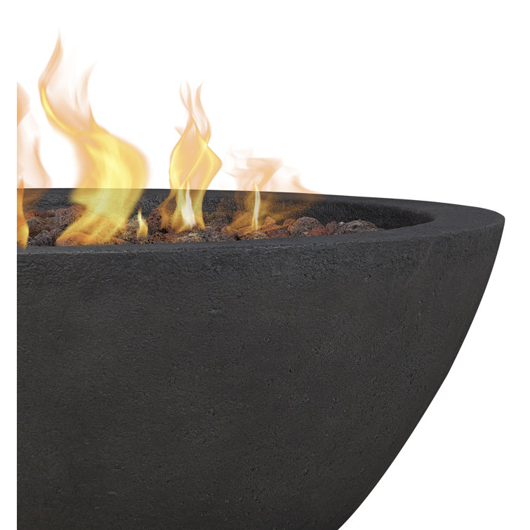 Riverside Round Gray Concrete Gas Fire Pit Table