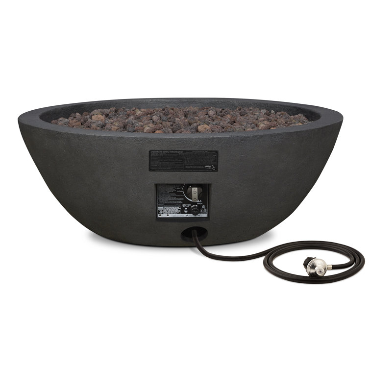 Riverside Round Gray Concrete Gas Fire Pit Table
