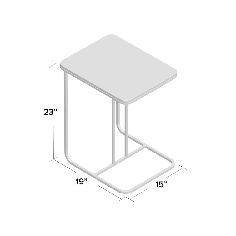 Marlow Polished White Marble and Matte Brass C-Table, 15x19x23 in