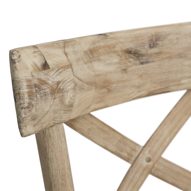 Beige Solid Wood Cross Back Counter Stool