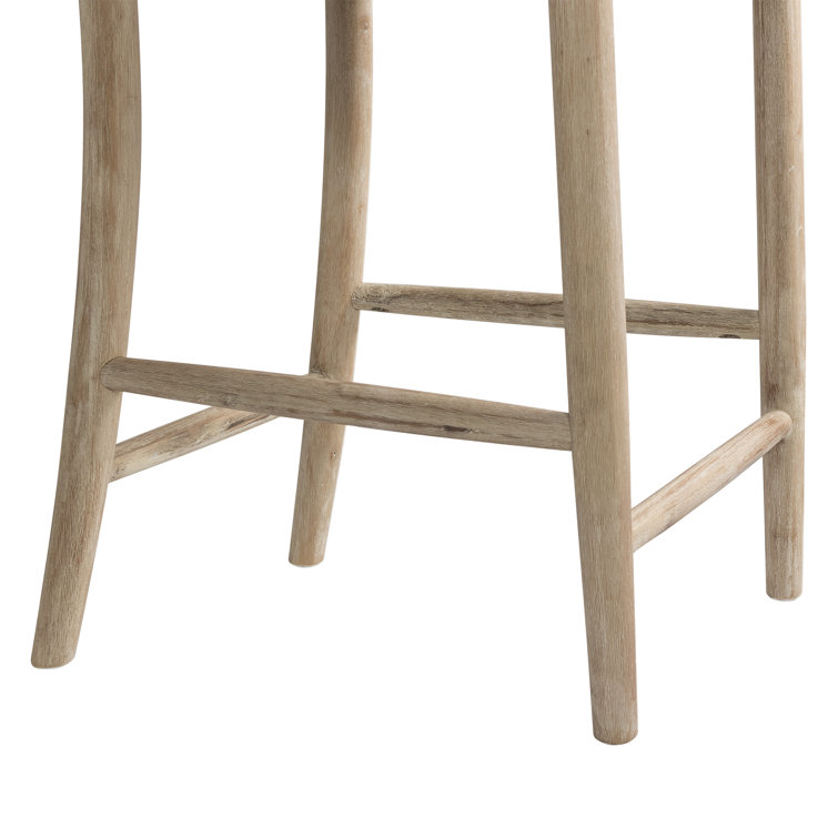 Beige Solid Wood Cross Back Counter Stool