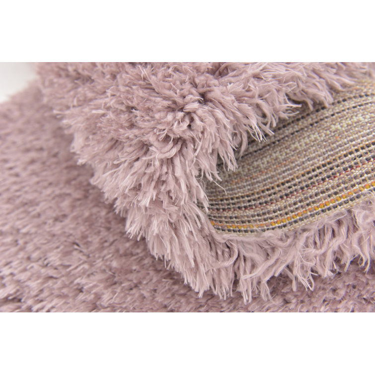 Lorelei Pink Solid Synthetic Shag Rectangular Rug