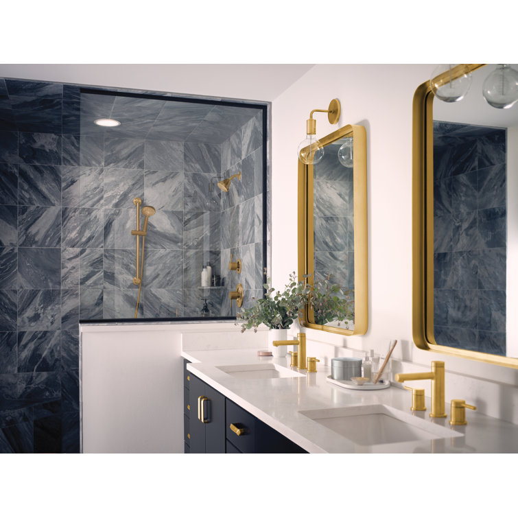 Modern Black Nickel Widespread Bathroom Faucet with Metal Handles