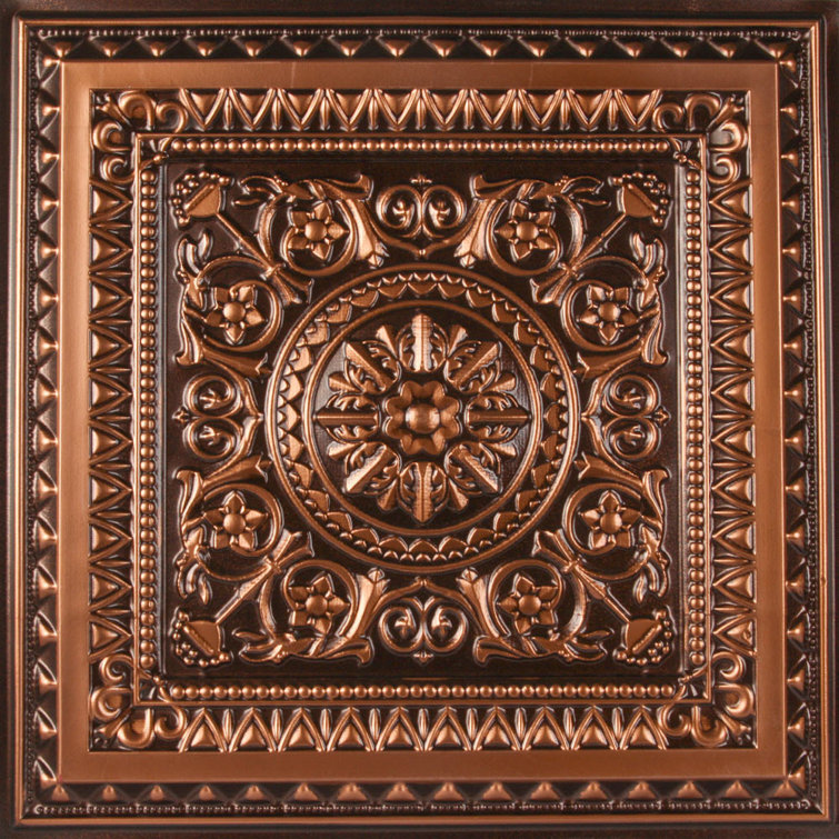 La Scala Antique Copper Faux Tin 2x4 ft Ceiling Tile