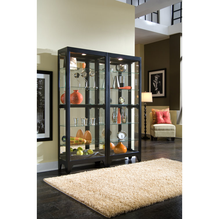 Onyx Black Lighted Curio Cabinet with Glass Shelves