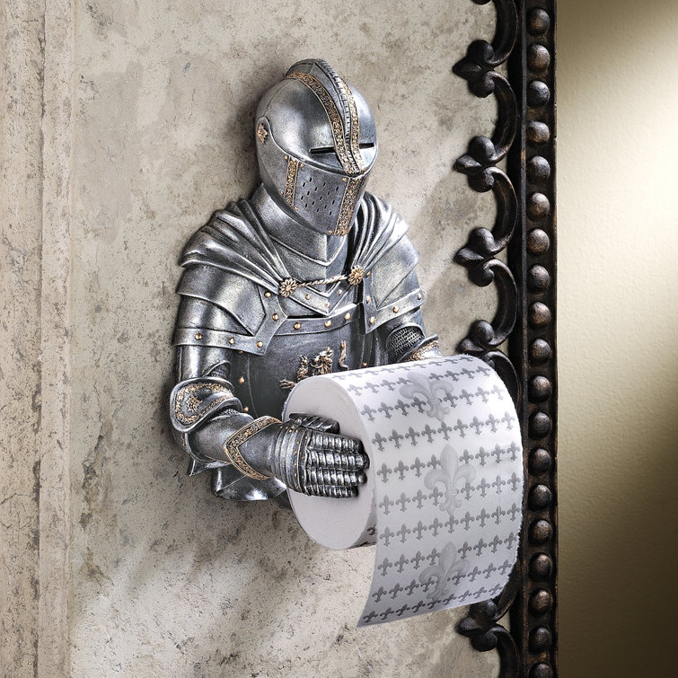Medieval Knight Silver Resin Wall-Mounted Toilet Paper Holder