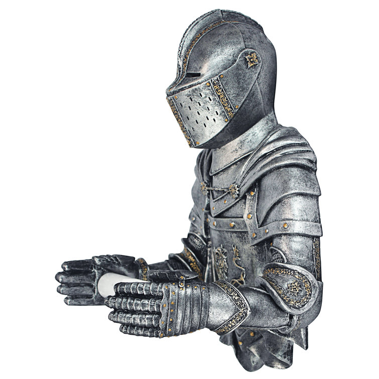 Medieval Knight Silver Resin Wall-Mounted Toilet Paper Holder
