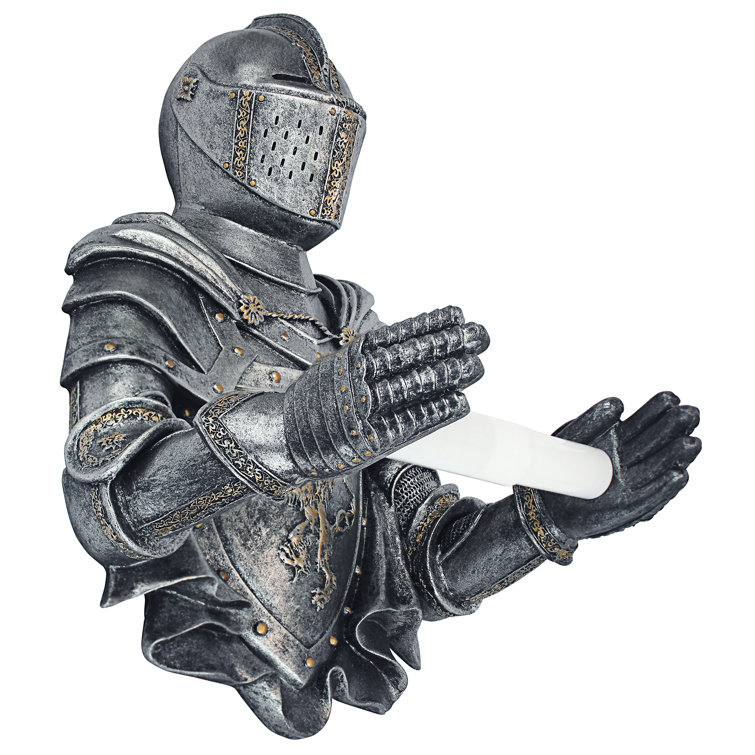 Medieval Knight Silver Resin Wall-Mounted Toilet Paper Holder