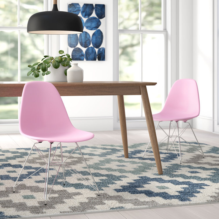 Mid-Century Classic Pink Matte Metal Side Chair