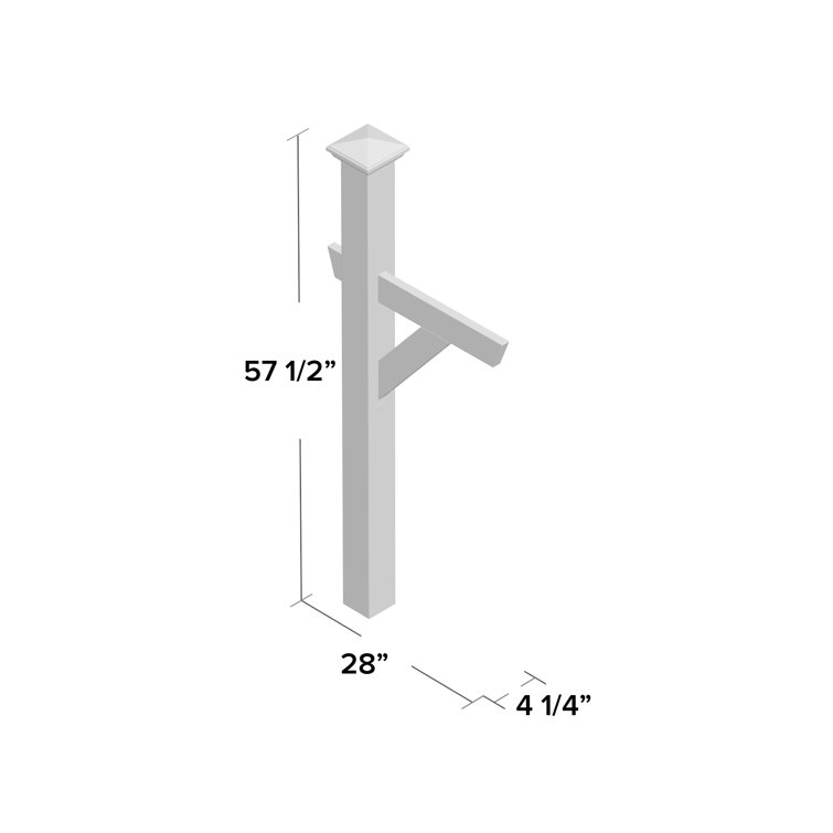 Hazleton Black Recycled Plastic Mailbox Post with Shelf